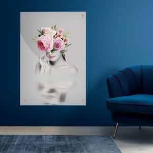 תמונת זכוכית- פרח האישה תמונה יפה לסלון תמונה לעיצוב הבית