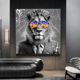 תמונת קנבס עם מסגרת צפה פרימיום אדון אריה 2 תמונה לבית תמונה לסלון תמונה למשרד