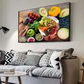 תמונת קנבס עם מסגרת צפה פרימיום האוכל הבריא תמונה למטבח תמונה לסלון תמונה לעיצוב הבית