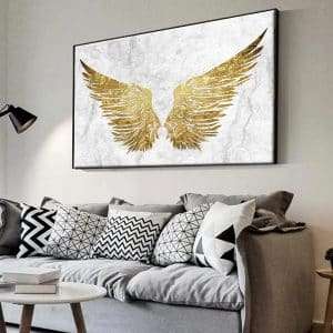 תמונת קנבס עם מסגרת צפה פרימיום כנפי הזוהר תמונה לסלון תמונה לעיצוב הבית זהב