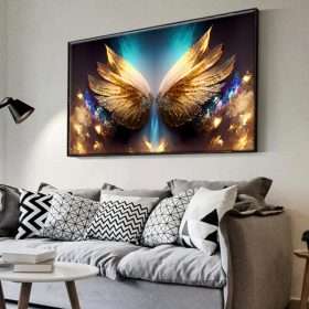 תמונת קנבס עם מסגרת צפה פרימיום כנפי ציפור אומנותי תמונה לסלון תמונה לעיצוב הבית