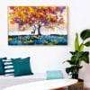 תמונת קנבס עם מסגרת צפה פרימיום עץ החיים הצבעוני תמונה לסלון תמונה לעיצוב הבית