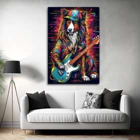 תמונת קנבס - כלב גיטריסט תמונה לבית למשרד לסלון וכל פינה שתבחרו