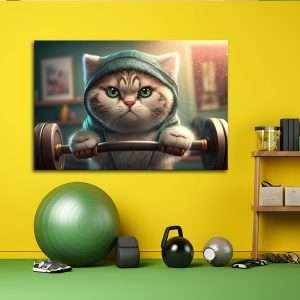 תמונת קנבס – אימון שני של החתולי , תמונה לחדר כושר , חדר ספורט לעיצוב העסק הבית והמשרד