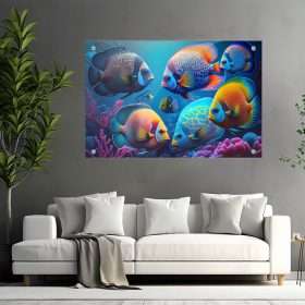 תמונת זכוכית - דגים טרופיים תמונת זכוכית לעיצוב הבית תמונה למשרד תמונה לסלון