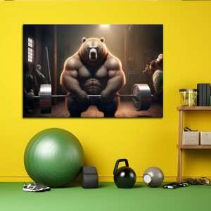 תמונת קנבס – דדליפט של דוב , תמונה לחדר כושר , חדר ספורט לעיצוב העסק הבית והמשרד