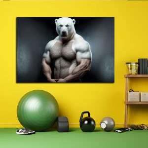 תמונת קנבס –דוב קוטב חטוב, תמונה לחדר כושר , חדר ספורט לעיצוב העסק הבית והמשרד