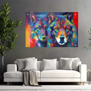 תמונת זכוכית - כלבים צבעוניים תמונת זכוכית לעיצוב הבית תמונה למשרד תמונה לסלון