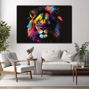 תמונת קנבס - מבט האריה בחושך תמונה לבית למשרד לסלון וכל פינה שתבחרו