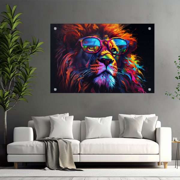משקף האריה תמונת זכוכית לסלון תמונה לבית