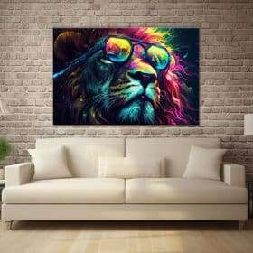 תמונת קנבס - משקפי הצבע של האריה תמונה לסלון לחדר שינה ולבית