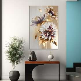 תמונת קנבס - פרחי גולד סטייל, תמונה לסלון לחדר שינה ולבית