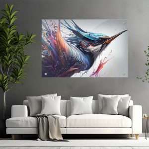 ציפור נוזל הצבע תמונת זכוכית לבית למשרד או לסלון