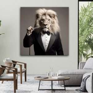 תמונת קנבס לסלון - אריה בטוקסידו תמונה לבית ולמשרד