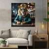 תמונת קנבס לסלון - אריה מדגמן על הבר תמונה לבית ולמשרד