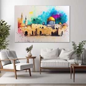 תמונת קנבס - ירושלים פופ ארט תמונה לבית למשרד לסלון וכל פינה שתבחרו