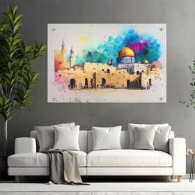 תמונת זכוכית -ירושלים פופ ארט תמונת זכוכית לעיצוב הבית תמונה למשרד תמונה לסלון