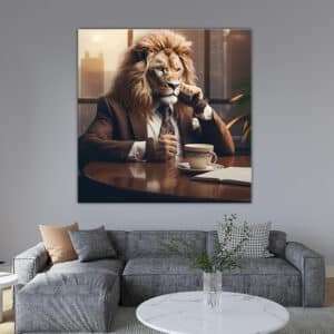 תמונת קנבס לסלון - אריה עסקים תמונה לבית ולמשרד