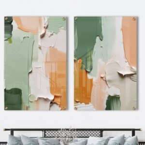זוג תמונות זכוכית OHJ - אבסטרקט צבעי הדר, תמונות לבית , לסלון באיכות גובהה