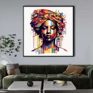 תמונת קנבס לעיצוב הבית - אפריקאית גאומטרית צבעונית תמונה לבית ולמשרד
