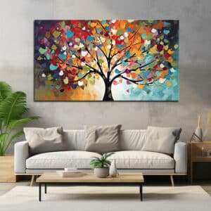 תמונת קנבס - עץ אהבה צבעוני , תמונה סלון, תמונה לבית וכל פינה שתבחרו איכות 4K