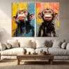 זוג תמונות קנבס פוזת הקופים תמונה לסלון, תמונה לבית , וכל פינה שתבחרו